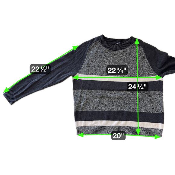 Gap Women's Cotton Sweater Sz L. Black Gray White Crew Neck Long Sleeve Classic - Picture 7 of 7